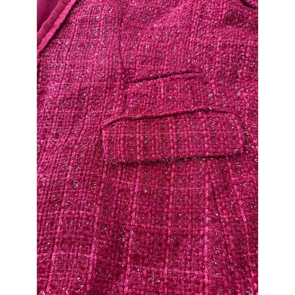 NWT WinterSilks red silk Multi Woven tweed collarless blazer coat size XL - Picture 10 of 16
